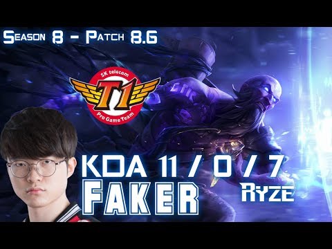 SKT T1 Faker RYZE vs ANIVIA Mid - Patch 8.6 KR Ranked