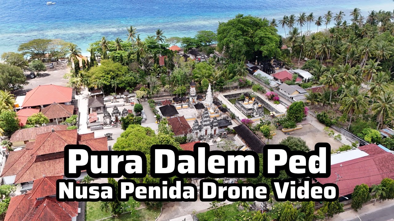 Experience an awe-inspiring drone shot of the majestic Pura Dalem Ped.