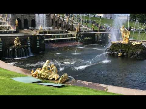Peterhof palace fountains st Petersburg Russia/ HD