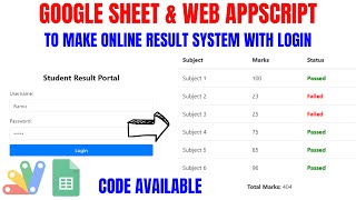 How to Make Online Student Result by Google Sheet and web app Script with Login