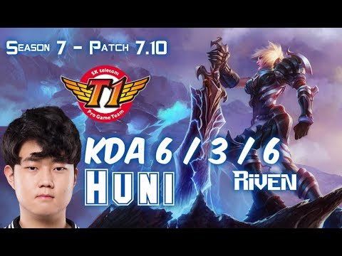 SKT T1 Huni RIVEN vs YASUO Top - Patch 7.10 KR Ranked