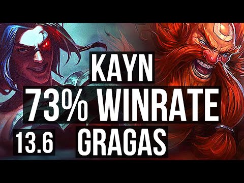 KAYN vs GRAGAS (JNG) | 73% winrate, 10/1/3, Legendary | KR Master | 13.6