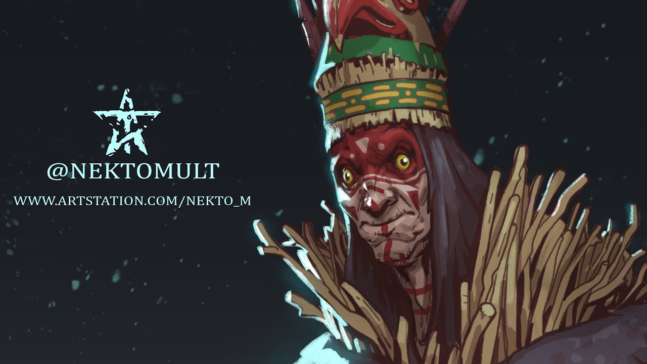 Digital Painting Process: Character concept art shaman eagle