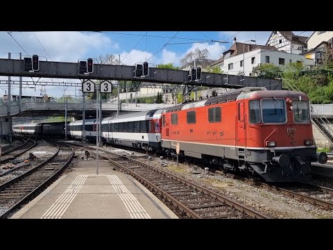 SBB Re 4/4 II mit IC-Komp einfahrt in Schaffhausen