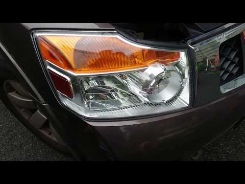 Nissan Armada / Titan front headlight bulb replacement - how to reach the light. #nissan #diy