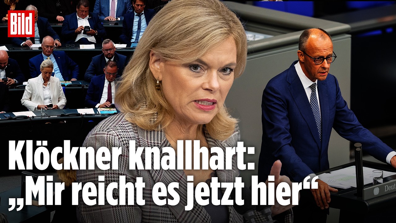 KRACH BEI MERZ-REDE: „Sonst schmeiße ich Sie hier raus!“ Klöckner platzt im Bundestag der Kragen!