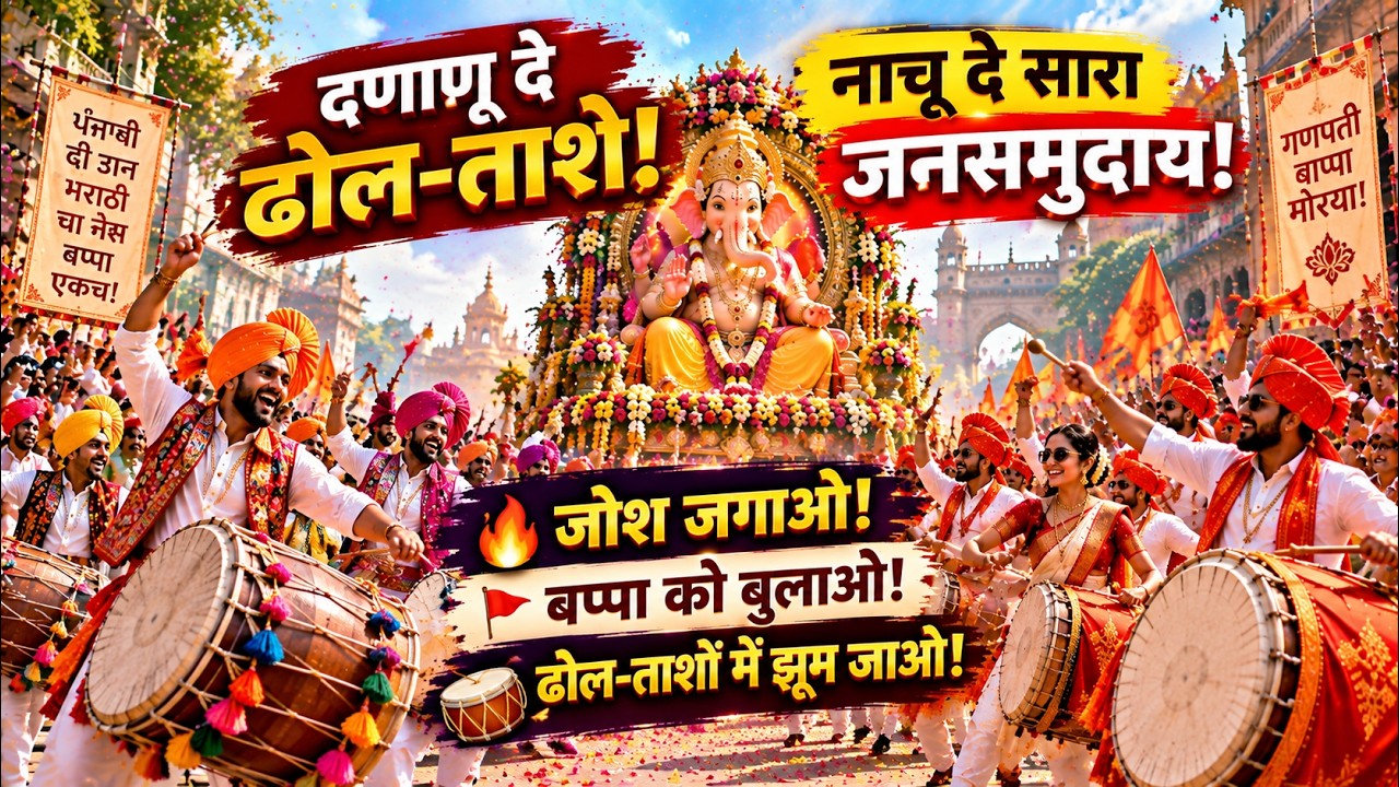 दणाणू दे ढोल-ताशे! ?? | Punjabi + Marathi Ganpati Fusion | Ganpati Aagman | Bappa Morya ?