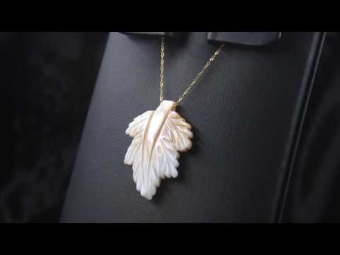 Teleios Luxe 18k Gold Leaf Carved Mother Of Pearl Slither Necklace - TL0000199