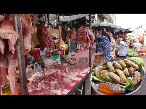 Morning At Phsar Samaki Market - Walking Around Street Food At Phsar Samaki Market @ Khan Toul Kouk