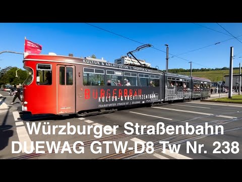 STRASSENBAHN WÜRZBURG - DUEWAG GTW-D8 Tw Nr. 238 „BÜRGERBRÄU“ am Hauptbahnhof Würzburg