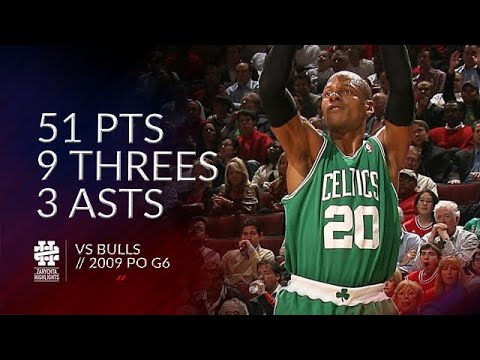Ray Allen 51 pts 9 threes 3 asts vs Bulls 2009 PO G6
