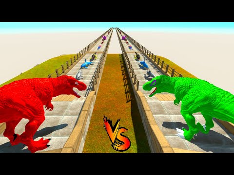 RED T-REX vs GREEN T-REX RACE BATTLE COMPETITION - Animal Revolt Battle Simulator