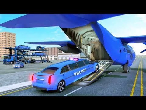 US Limo Police Car Transporter Game: Car Transport Plane - Android Gameplay FHD