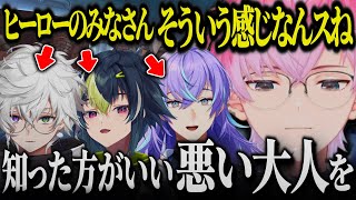 【 4視点 】ヒーローだったはずの先輩達からちゃんと洗礼を受けるキラキラアイドル【皇れお/伊波ライ/星導ショウ/叢雲カゲツ】【#にじさんじ】