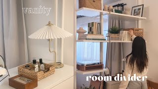 Ikea room divider & vanity | How to style open shelves