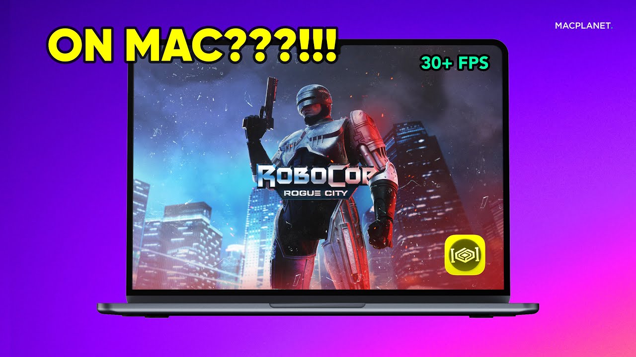 Playing RoboCop: Rogue City on my MacBook Air