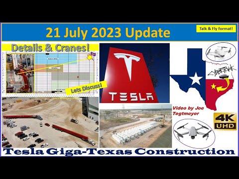 61 of 68 Megapacks! Bridge Crane Arrives & West Progress! 21 July 2023 Giga Texas Update (07:15AM)