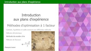 Méthodes d'optimisation à un facteur - Méthode du nombre d'or