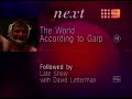 World According To Garp Late Show With David Letterman Timecard March 96 Channel 9