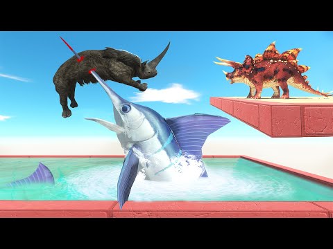 Run and don't fall towards Swordfish - Animal Revolt Battle Simulator