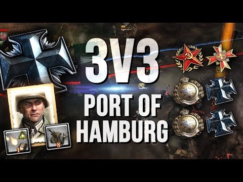 CRACKING SIM CITY: 11x Goliaths + 5x leFH [3v3] [OKW] [Port of Hamburg] — Full Match of CoH2
