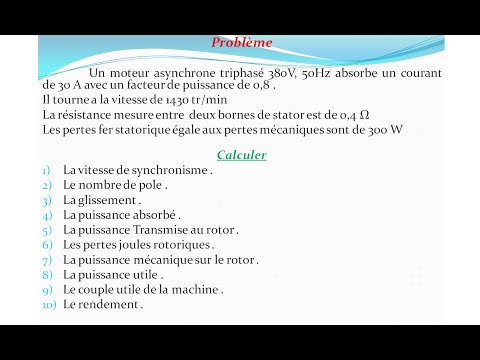 Moteur asynchrone (Exercice et Correction) N°2