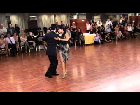  Maria Ines Bogado  and  Sebastian Jimenez  are  dancing  to  the  milonga  "  Flor de Monserrat  "