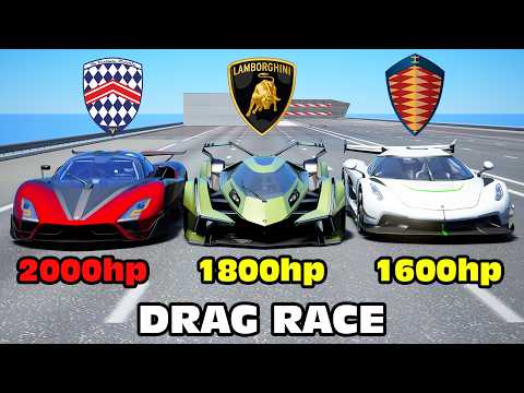 2000HP SSC Tuatara Aggressor vs Koenigsegg Jesko vs Lamborghini Vision GT DRAG RACE