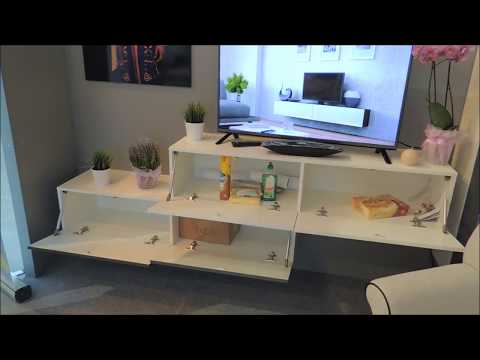 TV staliukas Cama Meble Televizoriaus Stovas - Cama RTV Nord II 170cm Antracito Spalvos video