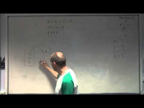 Evaluating reverse polish using a stack