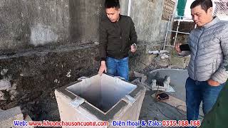 Tháo lòng trong khuôn chậu vuông bằng hơi - Khuôn chậu Sơn Cương