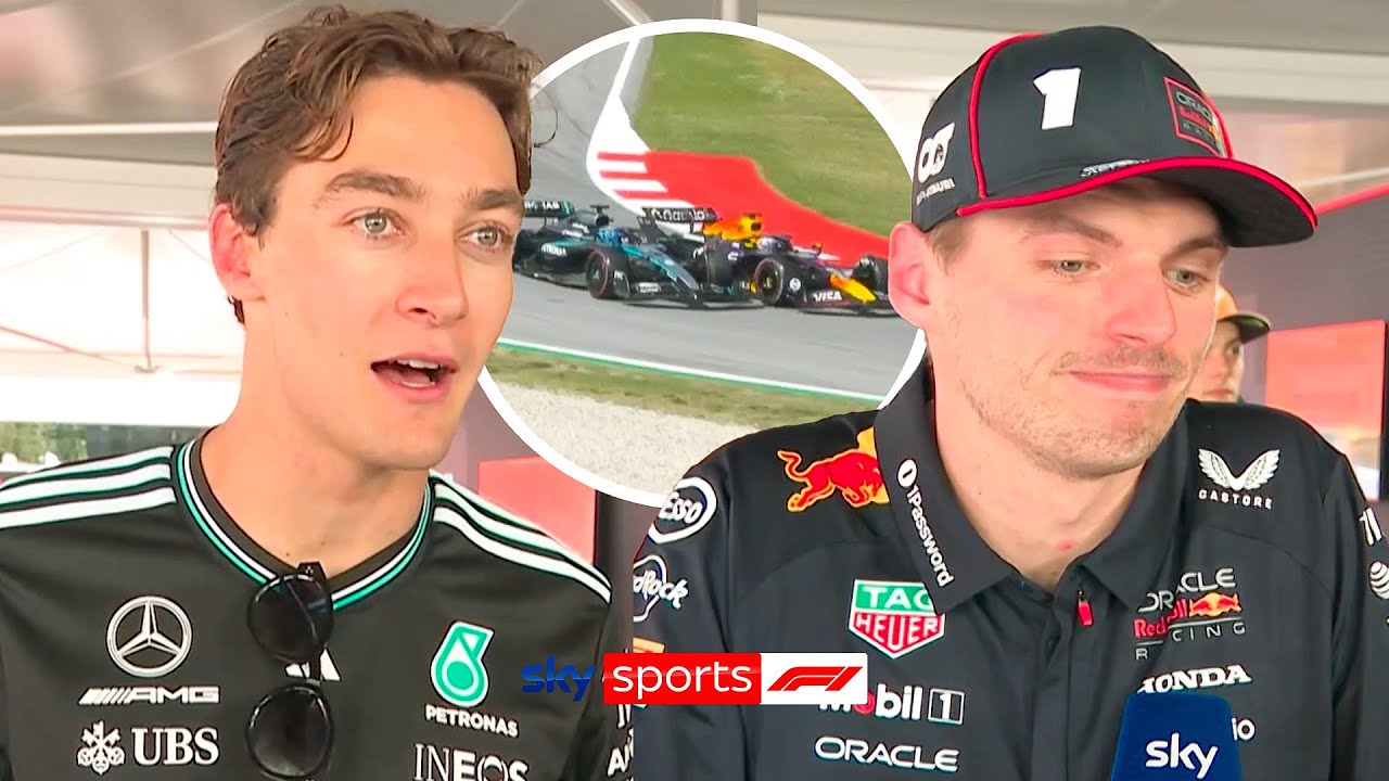 Max Verstappen and George Russell REACT to collision in Spanish GP
