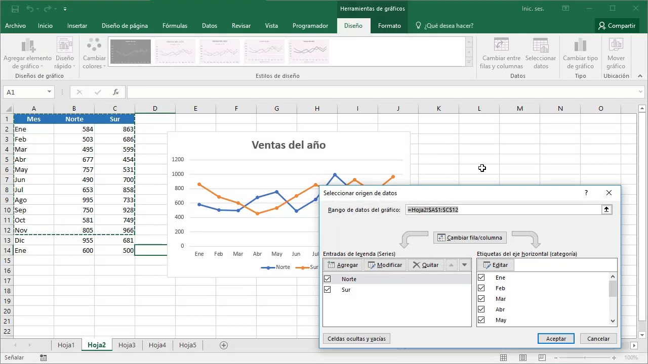 Agregar una serie de datos a un gráfico en Excel