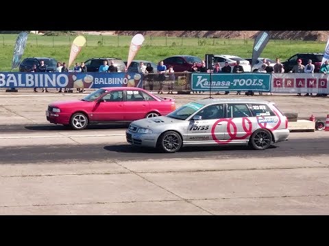 Audi S4 B5 2.7BiT RWD vs Audi 90 B3 4.2 Quattro 1/4 mile drag race