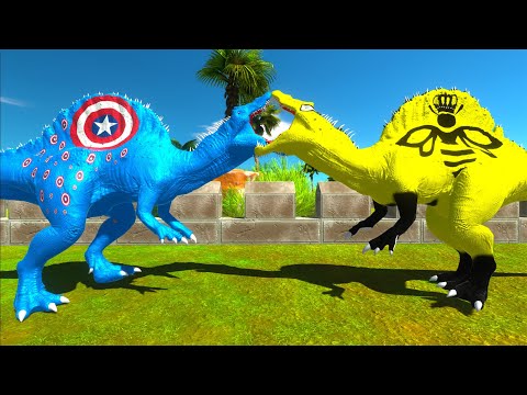 CAPTAIN AMERICA SPINOSAURUS vs BEE SPINOSAURUS DEATH RUN - Animal Revolt Battle Simulator