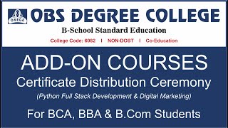 🎓 Add-On Courses Certificate Distribution Ceremony | OBS Degree College | Python & Digital Marketing