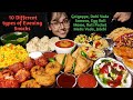 Eating 10 Types Of Evening Snacks Momo Samosa Golgappe Big Bites Asmr Eating Mukbang