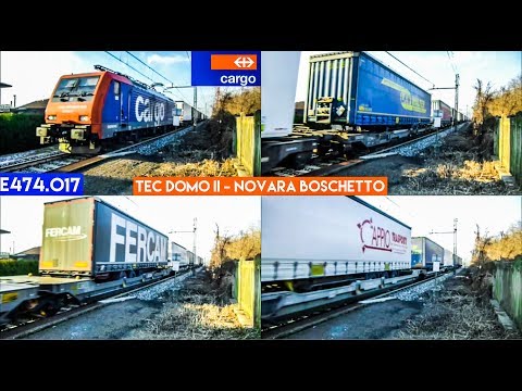 E474.017 con un TEC Domo II - Novara Boschetto in transito a Suno