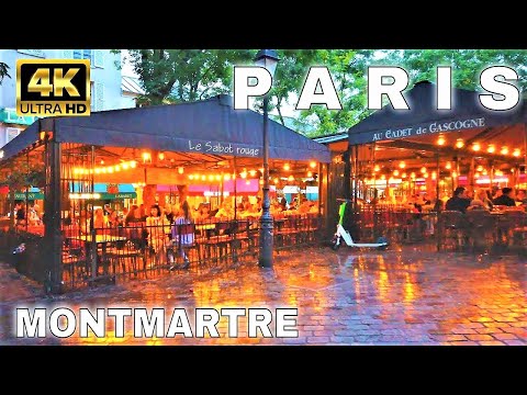 【4K】🇫🇷Evening Walking Tour in Montmartre,Paris - September 2021