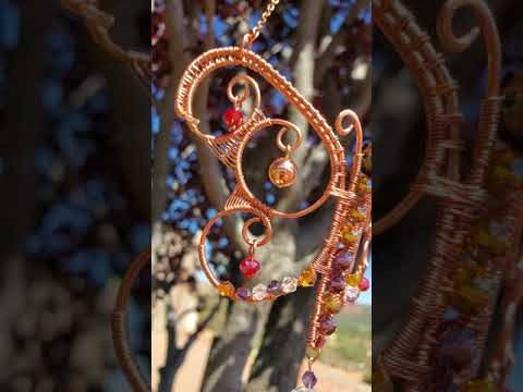 Copper Weaved Butterfly Crystal Sun Catcher with movable Wings