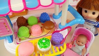 Baby doll cake Ice cream cart and surprise eggs toys play Baby doll cake Ice cream cart and surprise eggs toys play