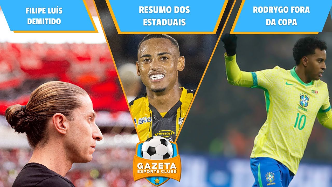 Filipe Luís demitido do Flamengo | Rodrygo fora da Copa e resumo dos Estaduais