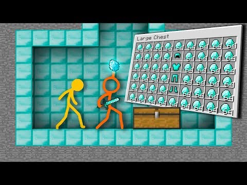 Minecraft VS Stickman Cartoon ~ DIAMONDS SECRET BASE TAMPLE