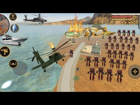 Vegas Crime Simulator (Army Helicopter Destroy Car Robot Group)💪Helicopter Fight Robot Red CAR - HD