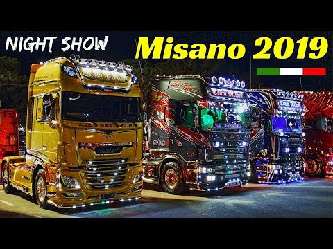 Misano 2019 Camion Decorati/Custom Trucks Night Show - Weekend del Camionista - V8 Open Pipes Sound!