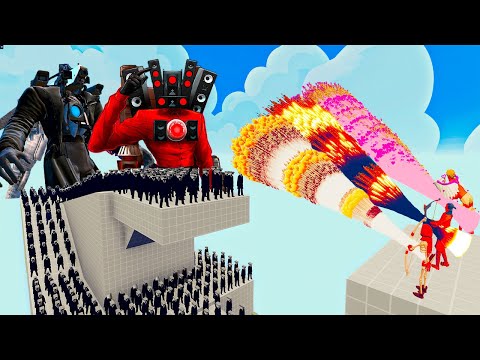 100x CAMERA MAN + 2x TITAN vs 3x EVERY GOD   Totally Accurate Battle Simulator TABS