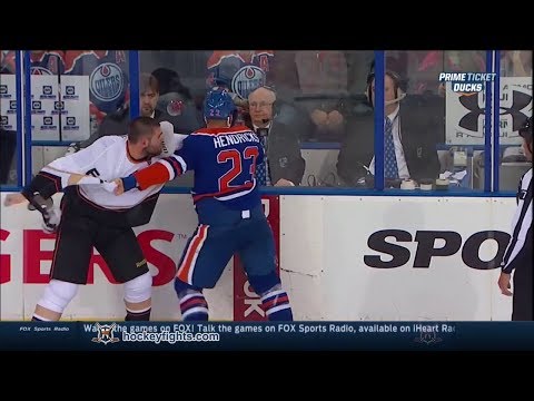 Patrick Maroon vs Matt Hendricks Apr 6, 2014