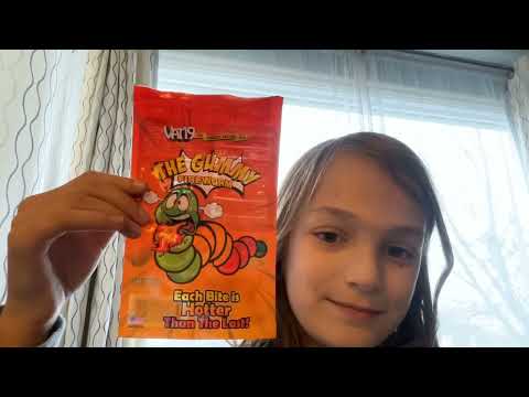 Trying the vat19 gummy fire worm (painful)