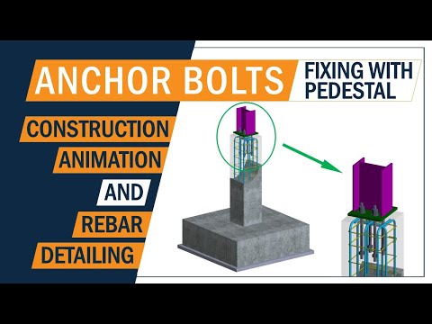 Anchor bolt fixing details | Footing, Pedestal reinforcements | 3d animation of  Rc foundation