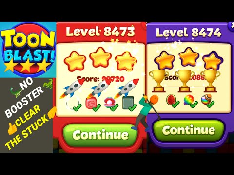 Toon Blast Level 8473 8474 🤺STUCK Clear easy Guide🦕